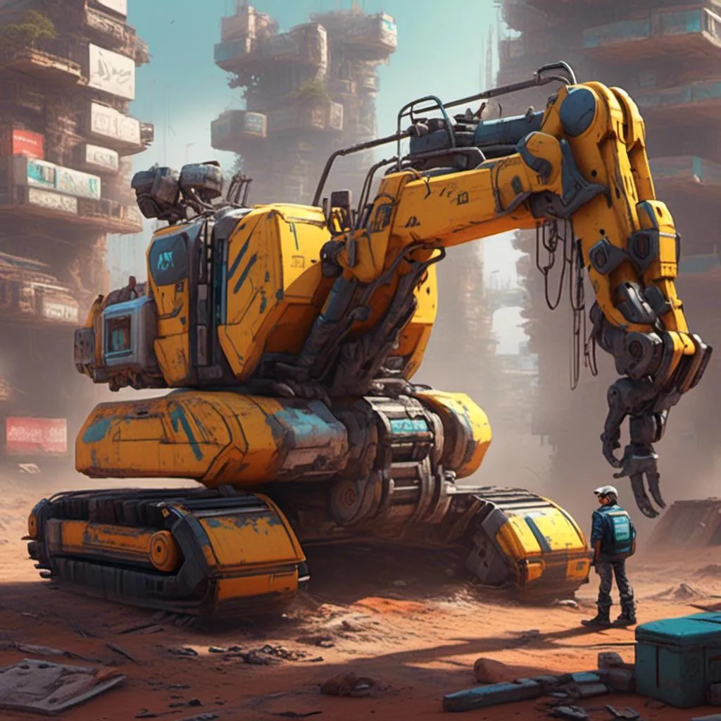 Prompt: <mymodel> a futuristic excavator 