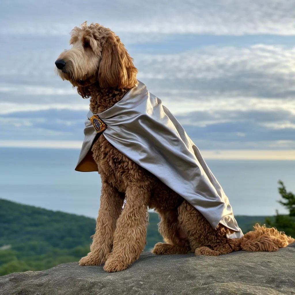 Prompt: <mymodel> standing heroically  on a cliff wearing a cape