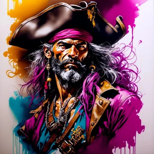 Prompt: <mymodel> a vibrant character pirate, intricate detail, high composition, high quality