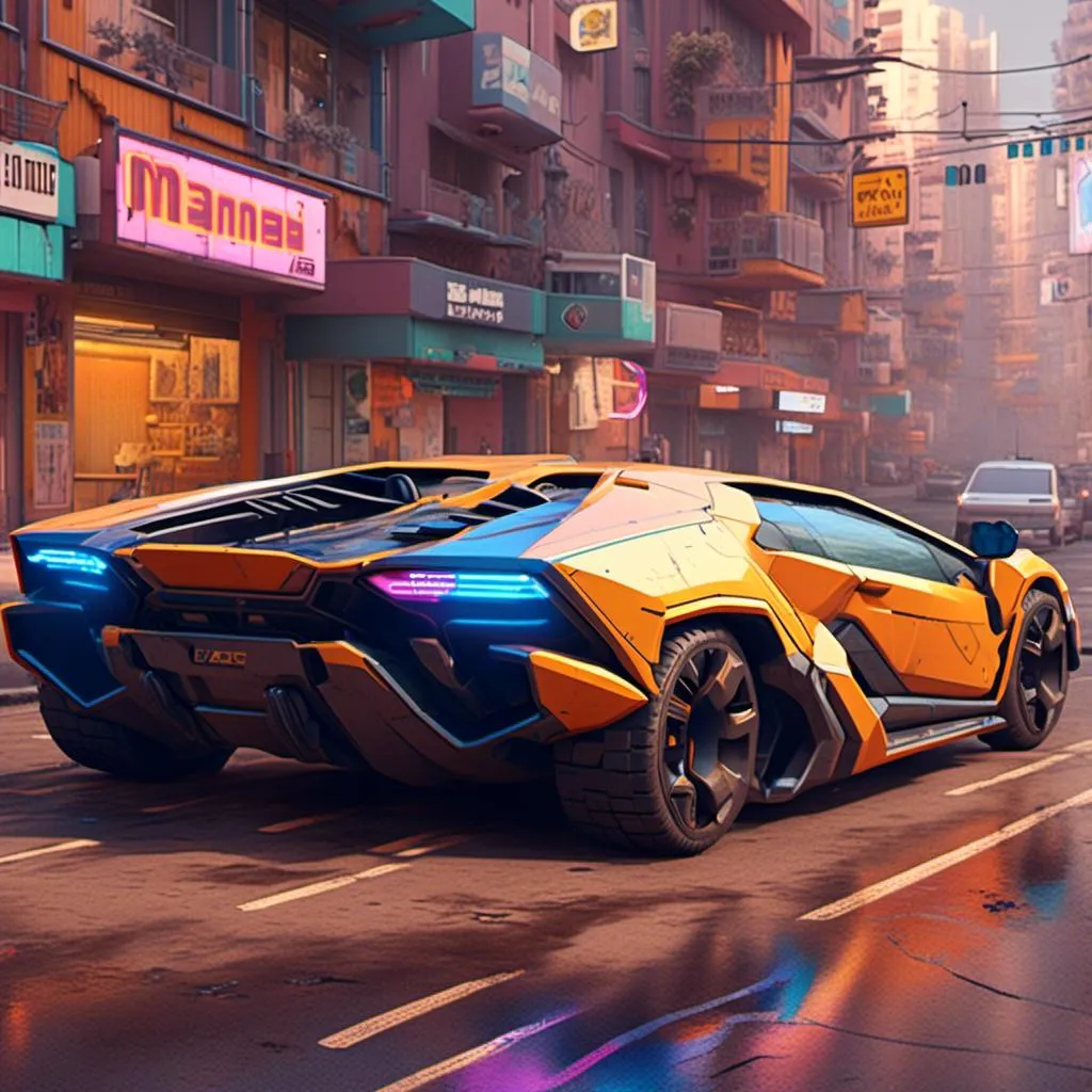 Prompt: <mymodel> a futuristic lamborghini