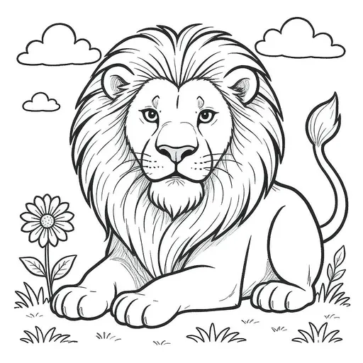 Prompt: Lion image colouring book
