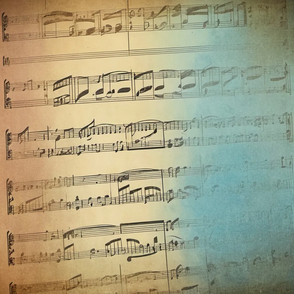 Prompt: baroque sheet music with inverted colours