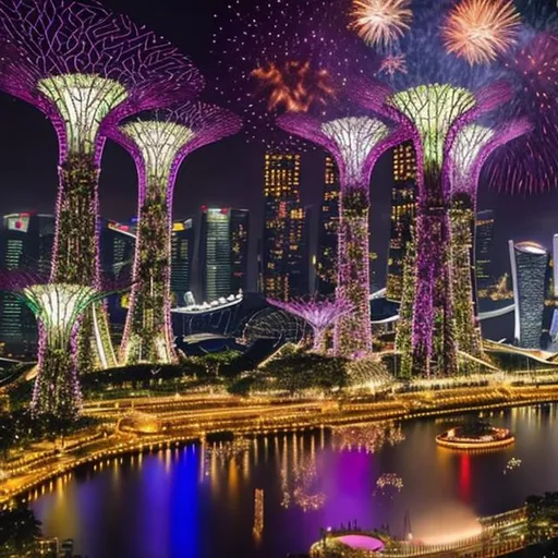 Prompt: celebration of the new year of 2024 from Singapore 