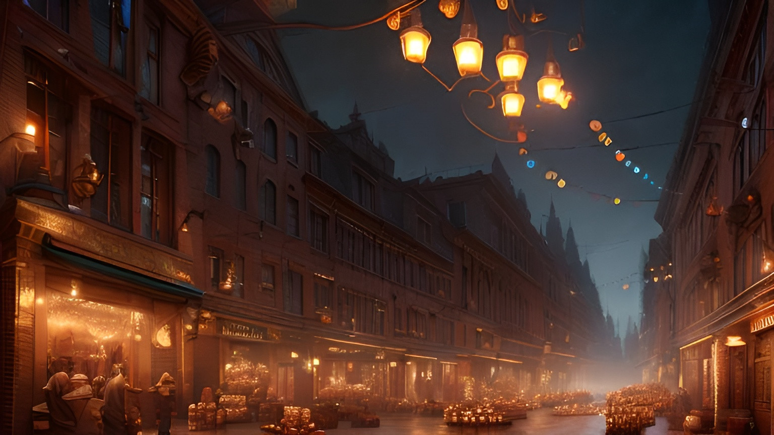 Prompt: a street backdrop made of brick, candles, buildings with highly ornate and detailed medieval architecture, Dungeons and Dragons, Wizards of the coast, long shot, volumetric lighting, trending on artstation, beautiful, narrow, realistic