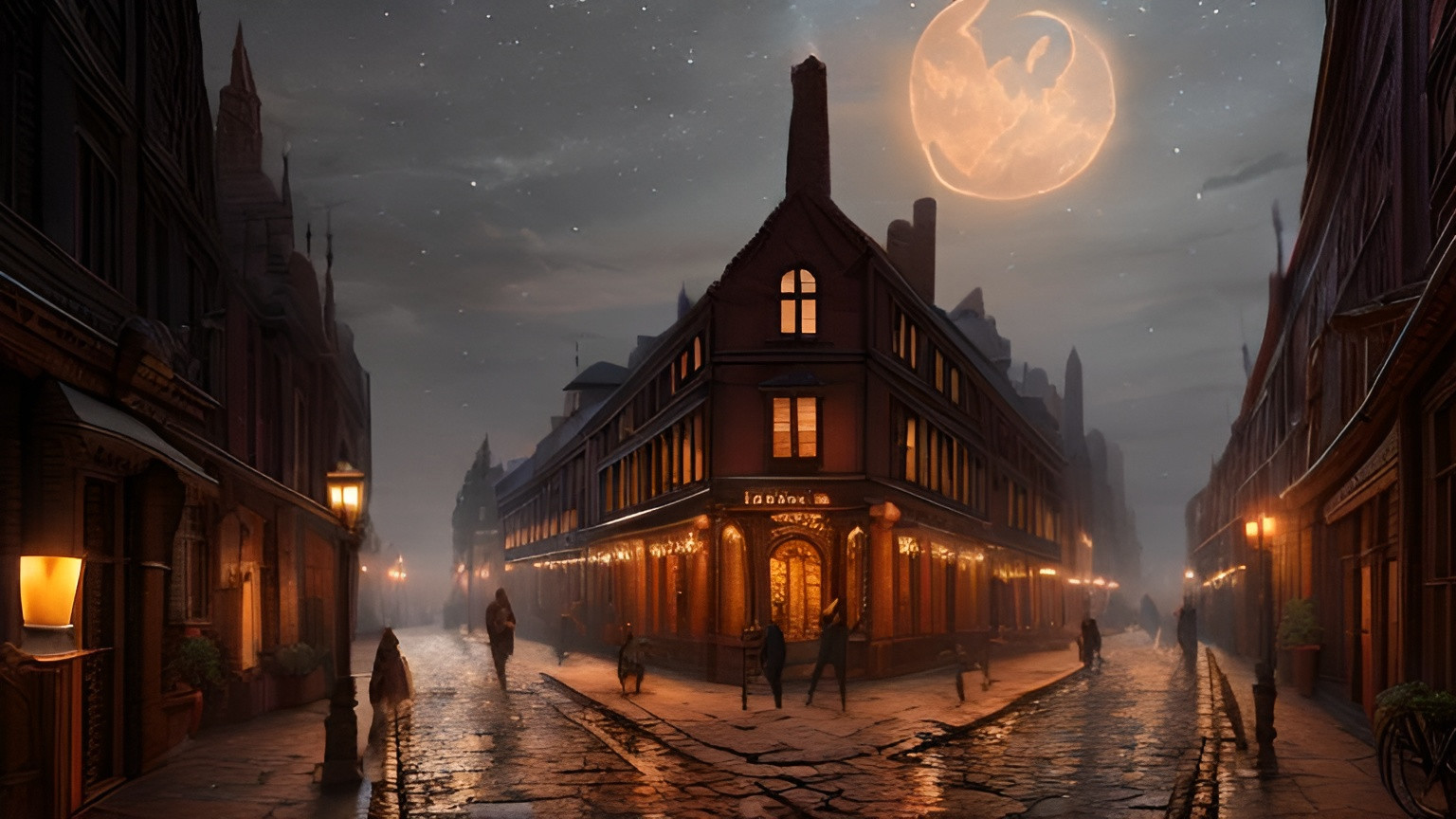 Prompt: a street backdrop made of brick, candles, buildings with highly ornate and detailed medieval architecture, Dungeons and Dragons, Wizards of the coast, long shot, volumetric lighting, trending on artstation, beautiful, narrow, realistic
