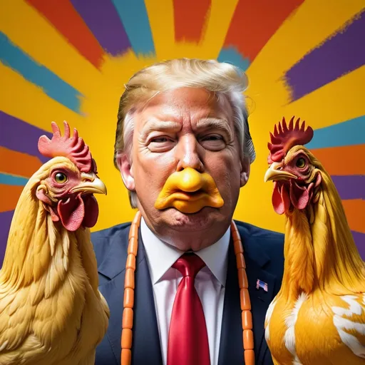 Prompt: realistic picture of trump as a Chicken shit diaper wearing old washed up yellow stale cheeto