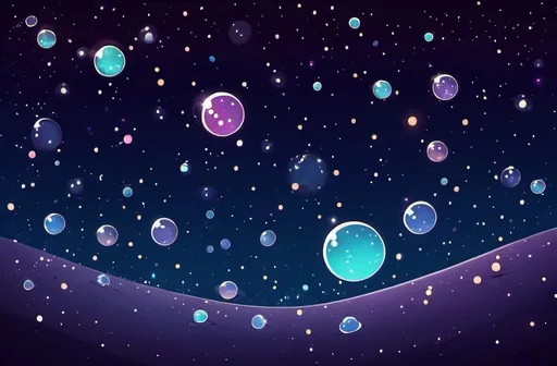 Prompt: a simple universe as background with little small bubbles, cartoon , illustrate