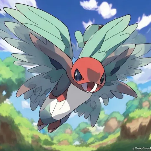 Prompt: please create a pokemon with a fliying and wind type in pokemon red edition and has wings