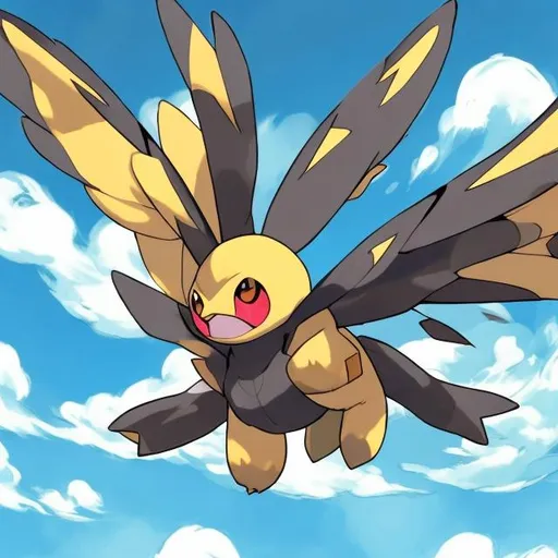 Prompt: please create a pokemon with a fliying and wind type in pokemon red edition and has wings