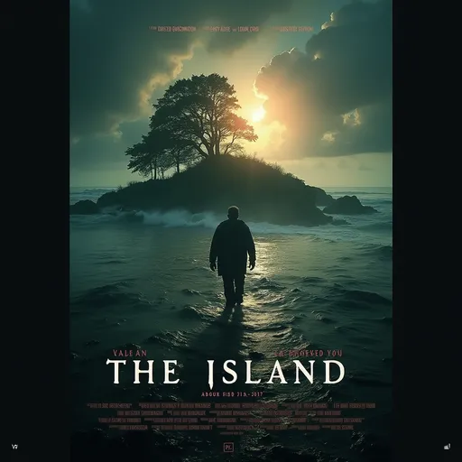 Prompt: create a movie poster for a thrillers film titled "the island"