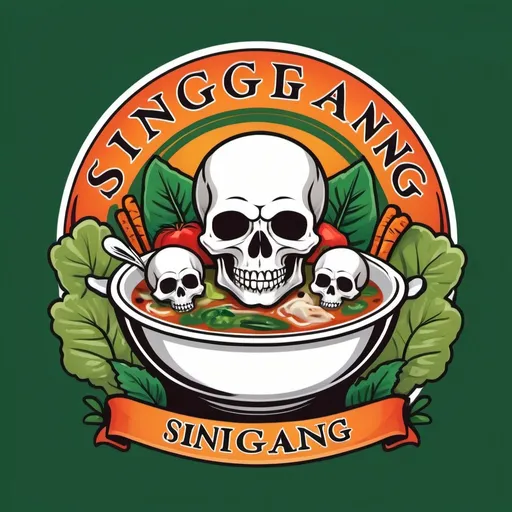 Prompt: SINIGANG sour soup logo with skulls