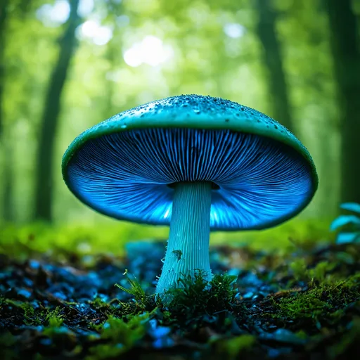 Prompt: a blue mushroom