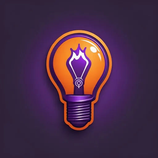 Prompt: crie uma logo marca com uma mão segurando uma lampada, o backgraund deve ser roxo e laranja
