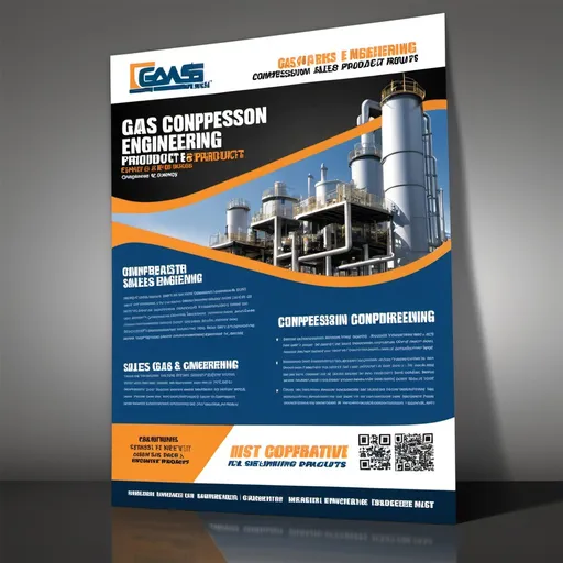 Prompt: create an eye catching conservative sales flyer for gas compression engineering products