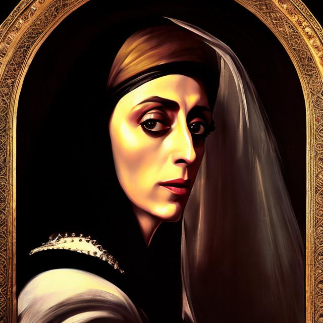 Prompt: a portrait of fairouz in the style of Caravaggio 