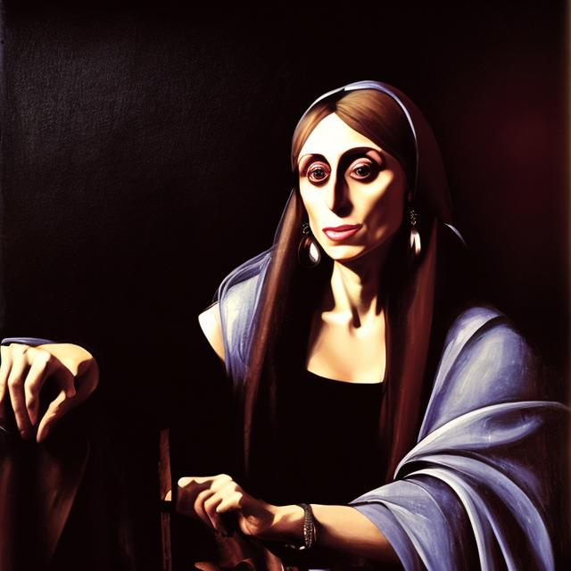 Prompt: a portrait of fairouz in the style of Caravaggio 