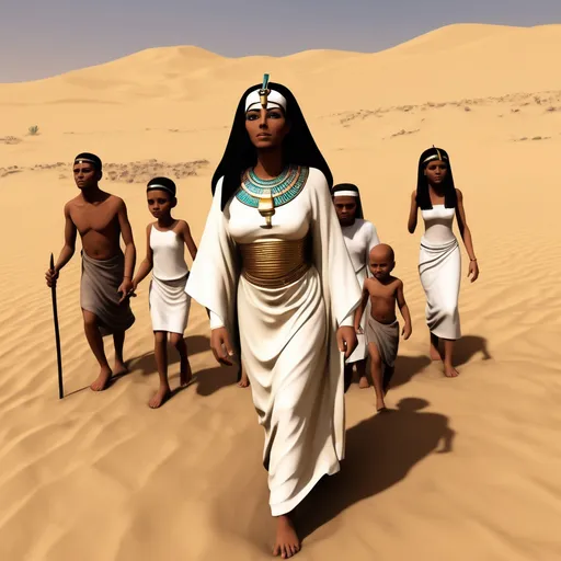 Prompt: Pharaoh's daughter's servant Mashata and her children are coming from the grave.