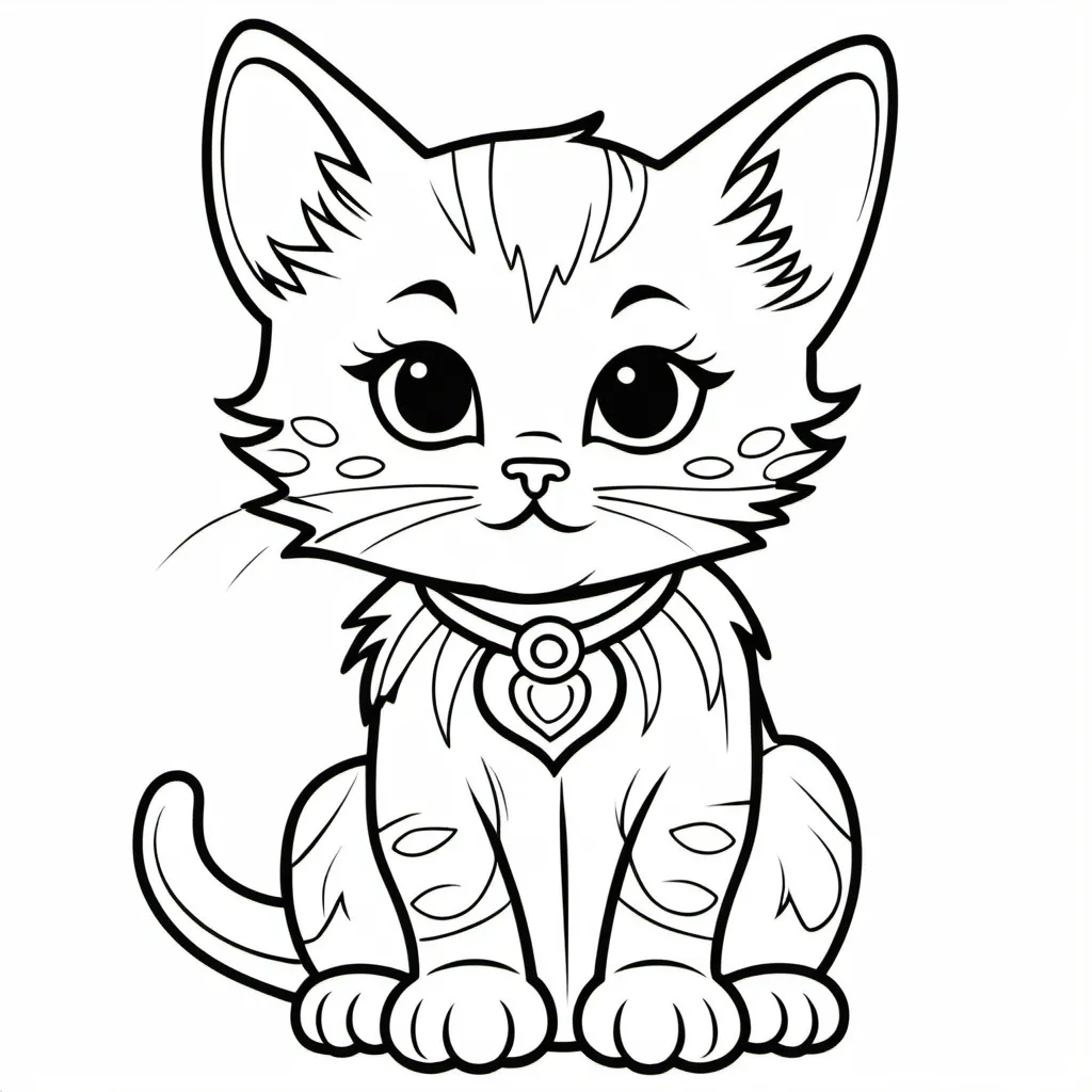 Prompt: Kitten simple colouring page