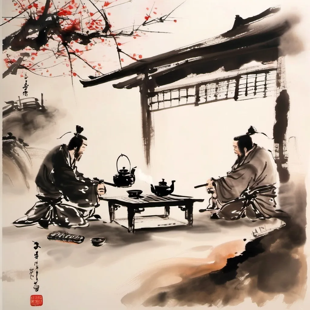 Prompt: Samurai drinking hot tea 