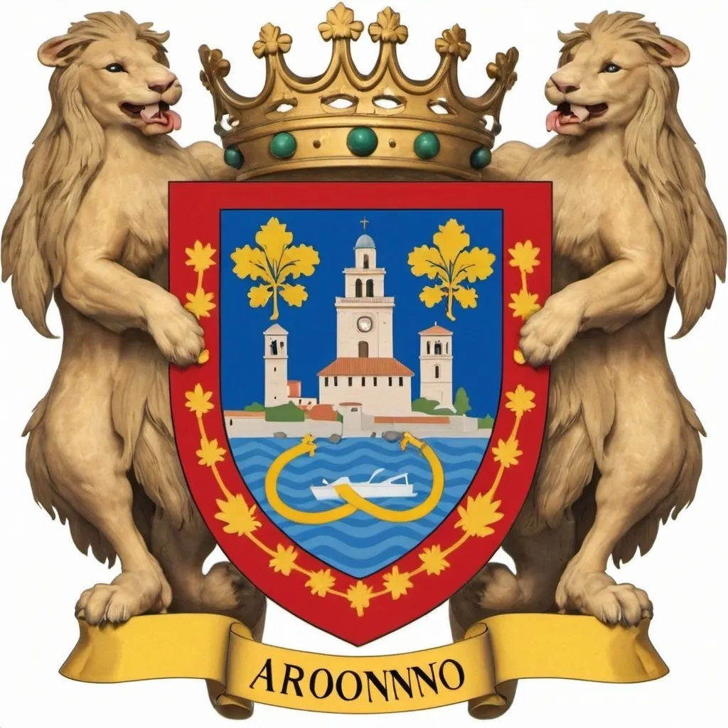 Prompt: Coat of arms of a italian province named ARONNO. Name must be shown