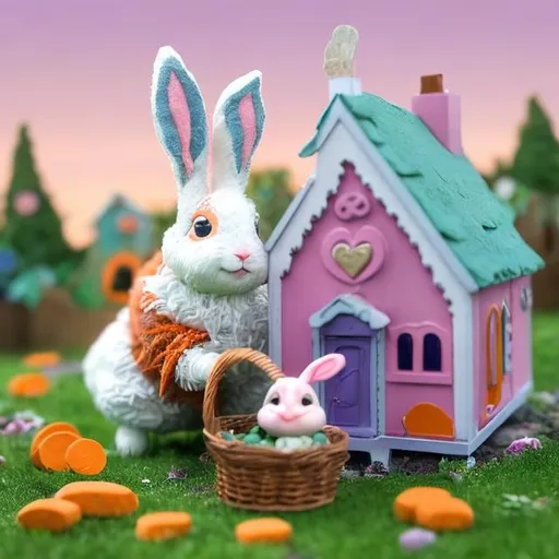 Prompt: Once in a tiny town filled with colorful houses and giggles, there was a little bunny named Benny who loved to share. Benny had a magical basket that never ran out of yummy carrots.

One day, Benny noticed his friend, Lila the Lamb, feeling a bit lonely. Instead of just sharing carrots, Benny hopped over to Lila's house and invited her to a surprise carrot picnic in the meadow.

As they nibbled on carrots, Benny showed Lila the secret of his magical basket. Touched by Benny's kindness, Lila decided to share her cozy wool blanket, making a warm and fluffy nest for them to sit on.

Soon, other animal friends joined, bringing their unique gifts to the picnic. The squirrel brought acorn cookies, the duck brought pond water in a shiny cup, and the butterfly performed a graceful dance.

Their picnic turned into a delightful celebration of kindness and sharing. The magical meadow echoed with laughter and joy, and the bond between the friends grew stronger.

And so, in this enchanting town, Benny and his friends taught the little toddlers that sharing not only brings happiness but creates magical moments that last forever.