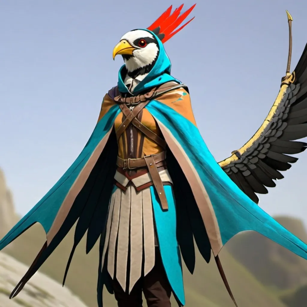 Prompt: Humanoid Bird
Longbow
Cape

