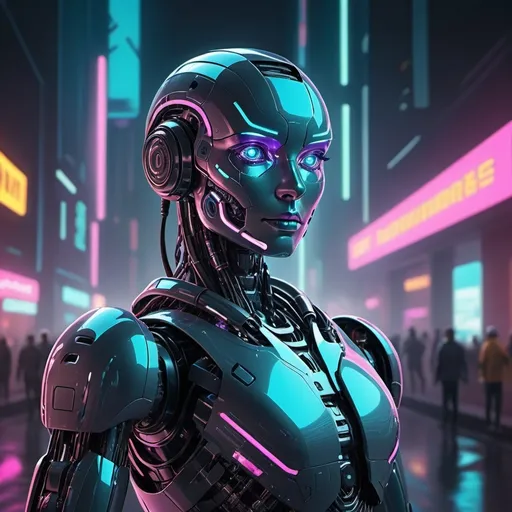 Prompt: (autonomous robots), futuristic technology, sleek designs, intricate mechanics, high-tech environment, vibrant neon lights, dynamic composition, smooth metallic surfaces, glowing circuits, exploration theme, advanced functionality, digital landscape, ultra-detailed, 4K resolution, innovative atmosphere, cutting-edge marvels, sci-fi vibes.