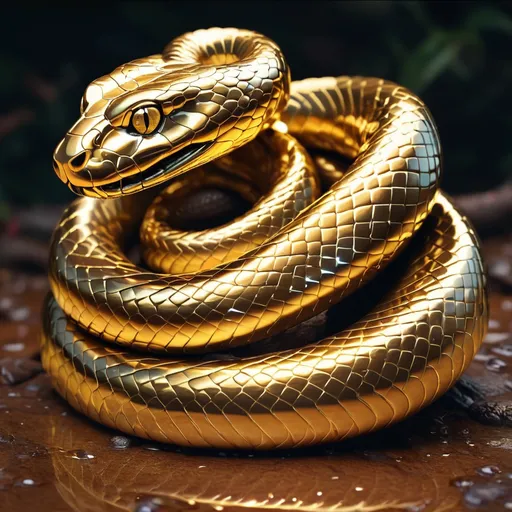 Prompt: golden snake