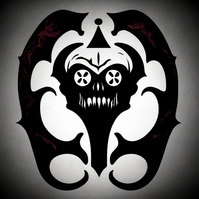 Prompt: ghoul symbol for ghoul worshippers, black background