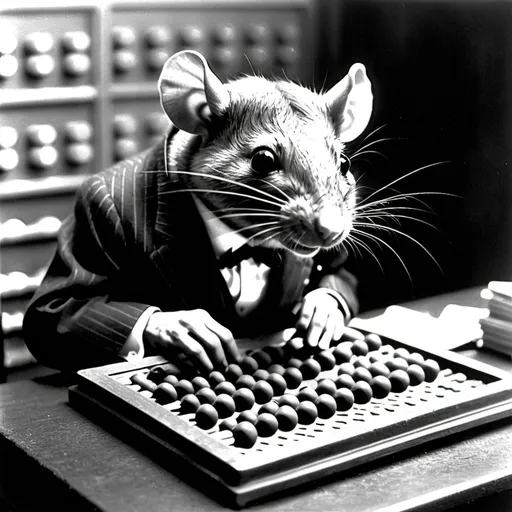 Prompt: charles ponzi as a rat using an abacus to count his drug money