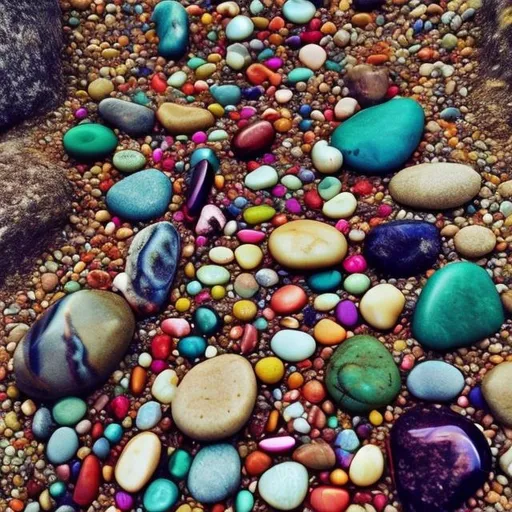 Prompt: The journey into the self. You will find here everything- the pebbles, stones, and gems of life.