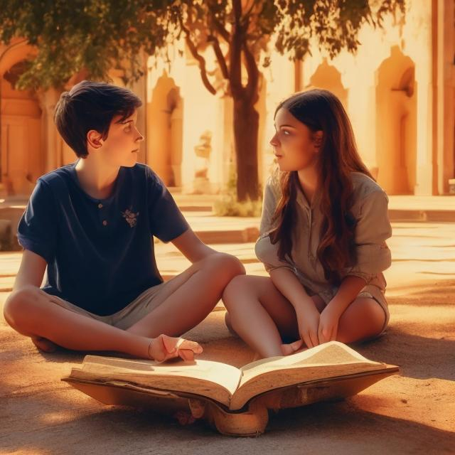 Prompt: a boy advising his girlfriend a divine knowledge of soulmate