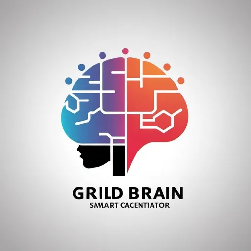 Prompt: generate a logo for a company name GridBrain. this company has developed product for smart Grid , AI is used in meters, dataconcentrator, gatewyas, mdc, mdm hence AI computing has been useed from tiny to mega systems needed for Smart MEtering .  the logo to have components like AI, Brain and Energy and should be with few lines, easy to draw. must be colourful.