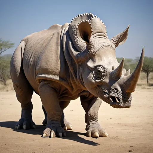 Prompt: A triceratops mixed with a rhino 
