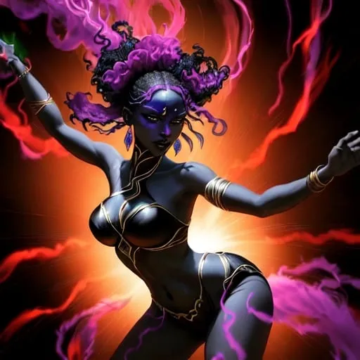 Prompt: The Rhythmic Shadowdancer is a spectral entity born from the fusion of soca music and shadow manipulation, embodying the essence of the Soca Shadow Dance technique. This cursed spirit manifests as a swirling mass of shadows, adorned with vibrant flashes of color that pulse with the infectious rhythm of soca beats.