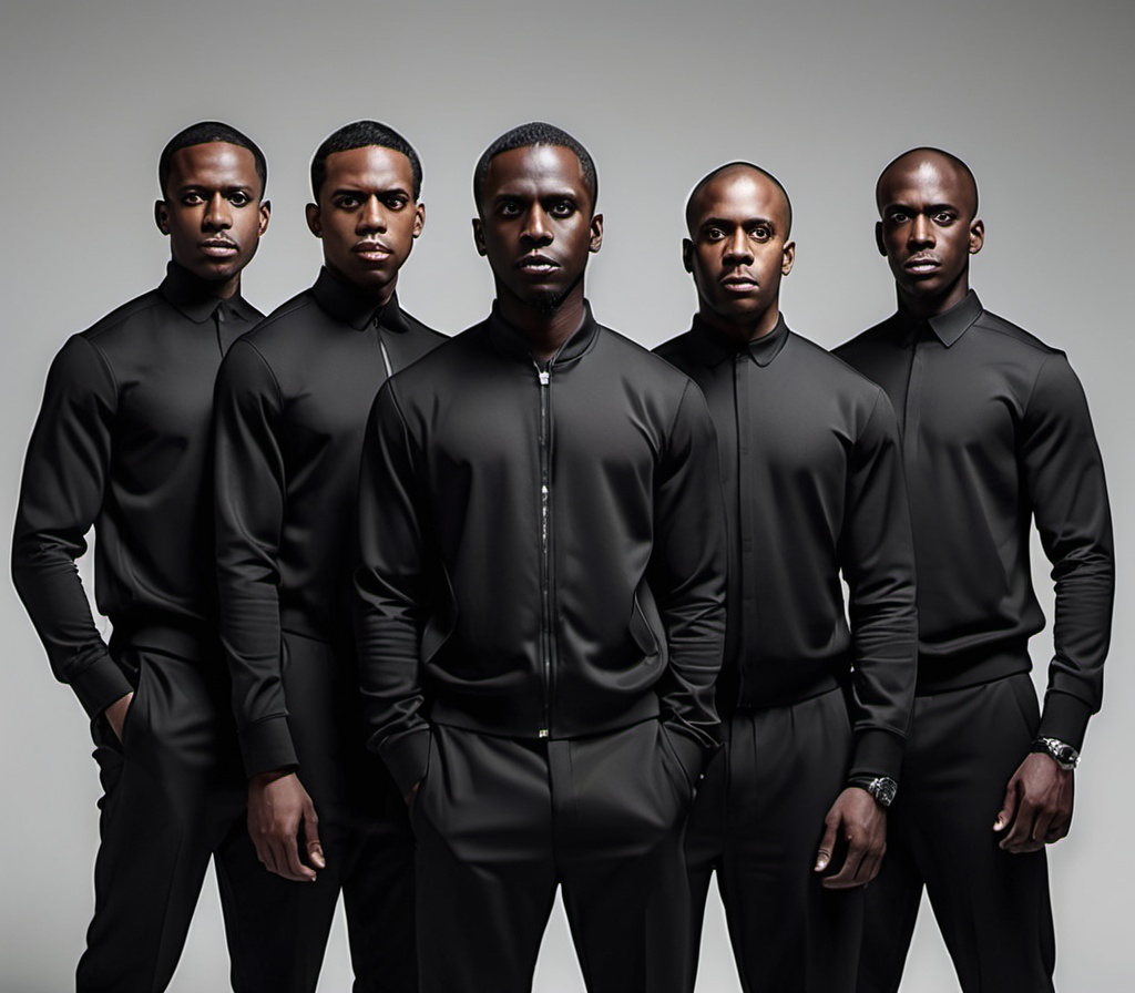 Prompt: Picture of 4 black man in black clothes