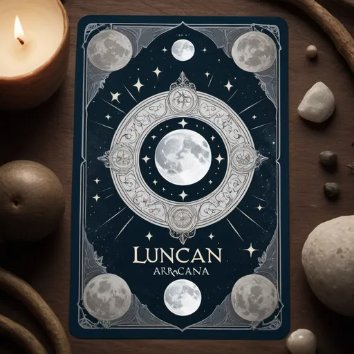 Prompt: Create a tarot card including a title and a border for the majour arcana 'Lunar"