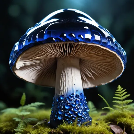 Prompt: A high definition image of a mushroom made of saphire