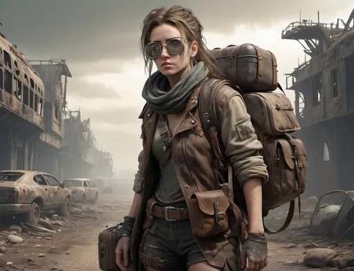 Prompt: High quality, post-apocalyptic traveller