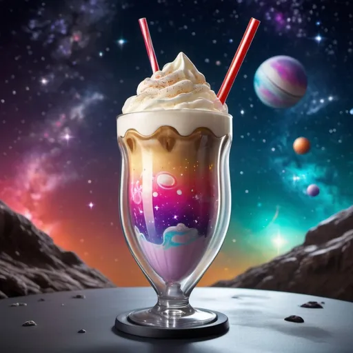 Prompt: Coke float. Milkshake glass. Spaceship