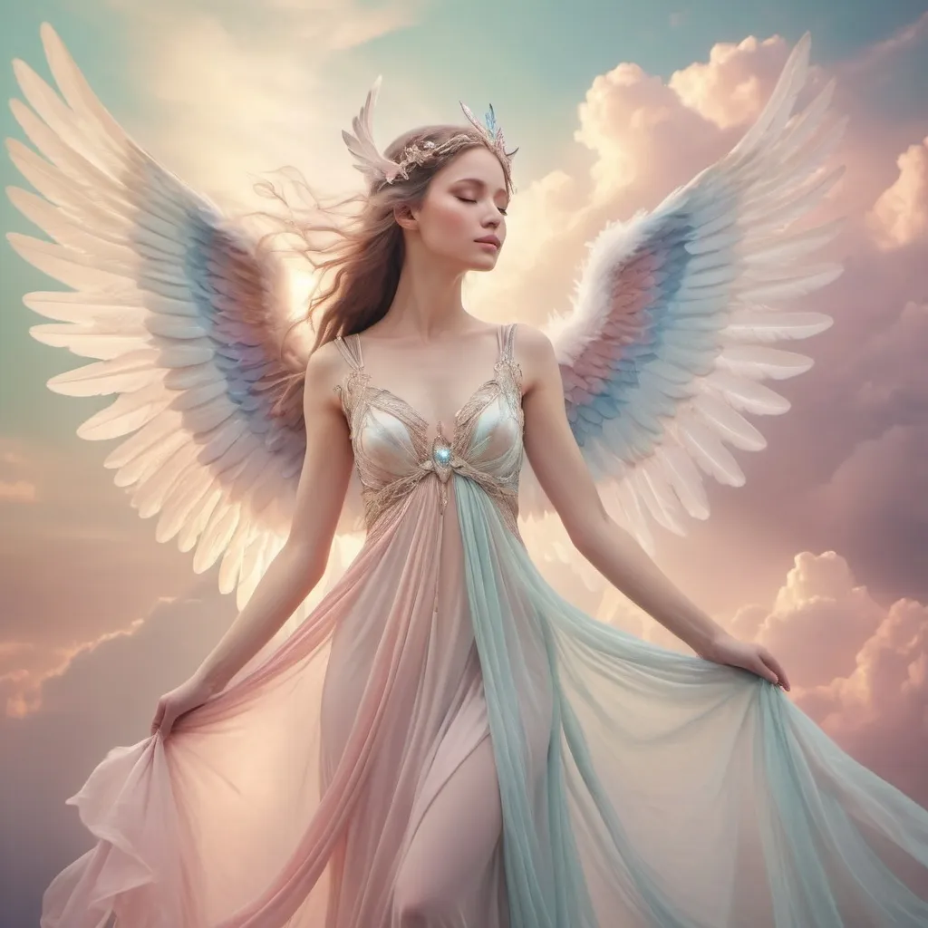 Prompt: Goddess of wings. Pastel