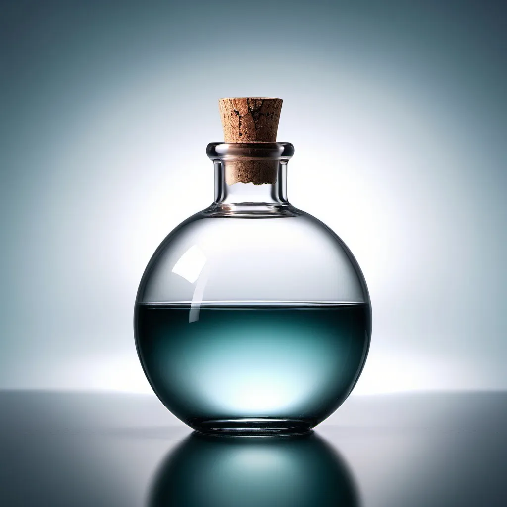 Prompt: An empty sphere potion bottle with a cork