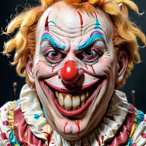 Prompt: evil clown with blood
