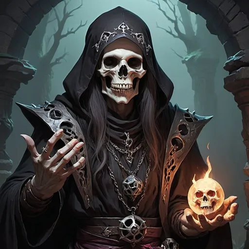 Prompt: dungeons and dragons fantasy real necromancer
