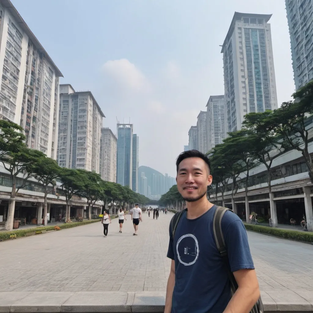 Prompt: the best place for digital nomad, with the background in Long Hua district, Shen Zhen, China 