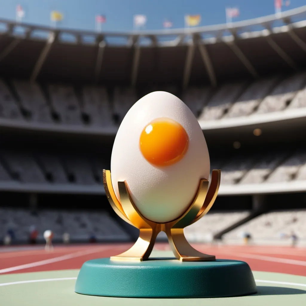 Prompt: an egg winning first place in the Olympics