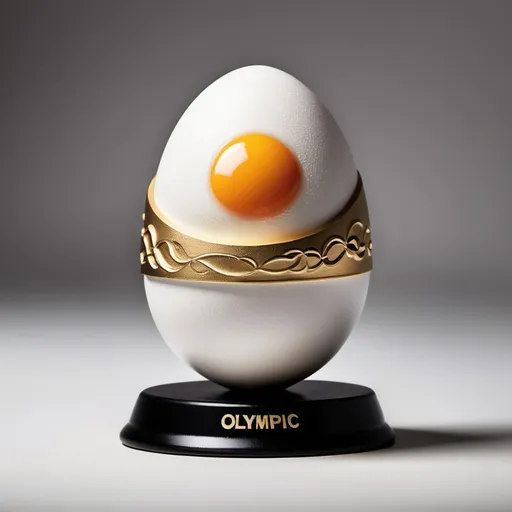 Prompt: an egg winning first place in the Olympics