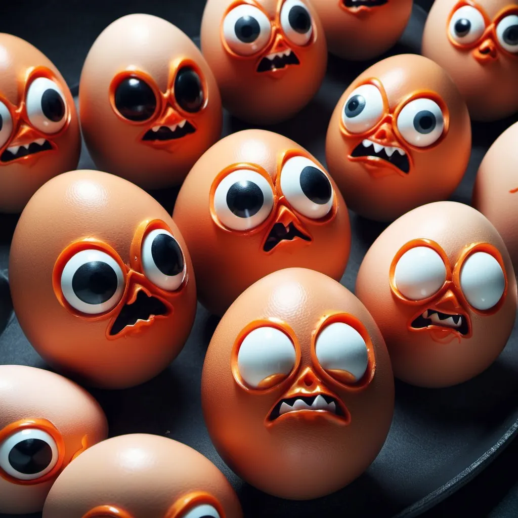 Prompt: evil eggs that want to hurt you