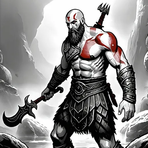 Prompt: god of war coloring book image
