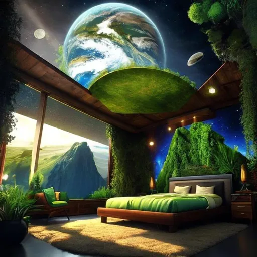 Prompt: Earth themed unreal bedroom